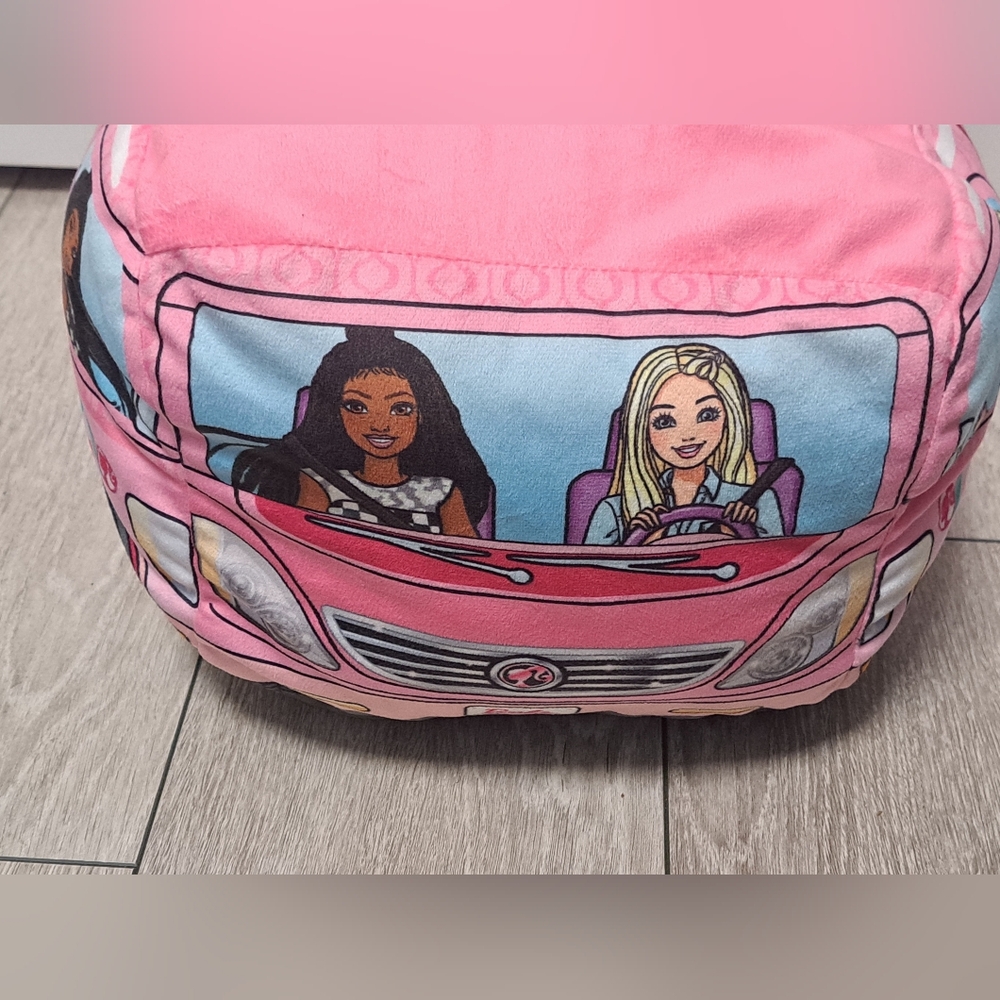 Brand New Mattel Barbie Pink Car Shaped Graphic Pillow